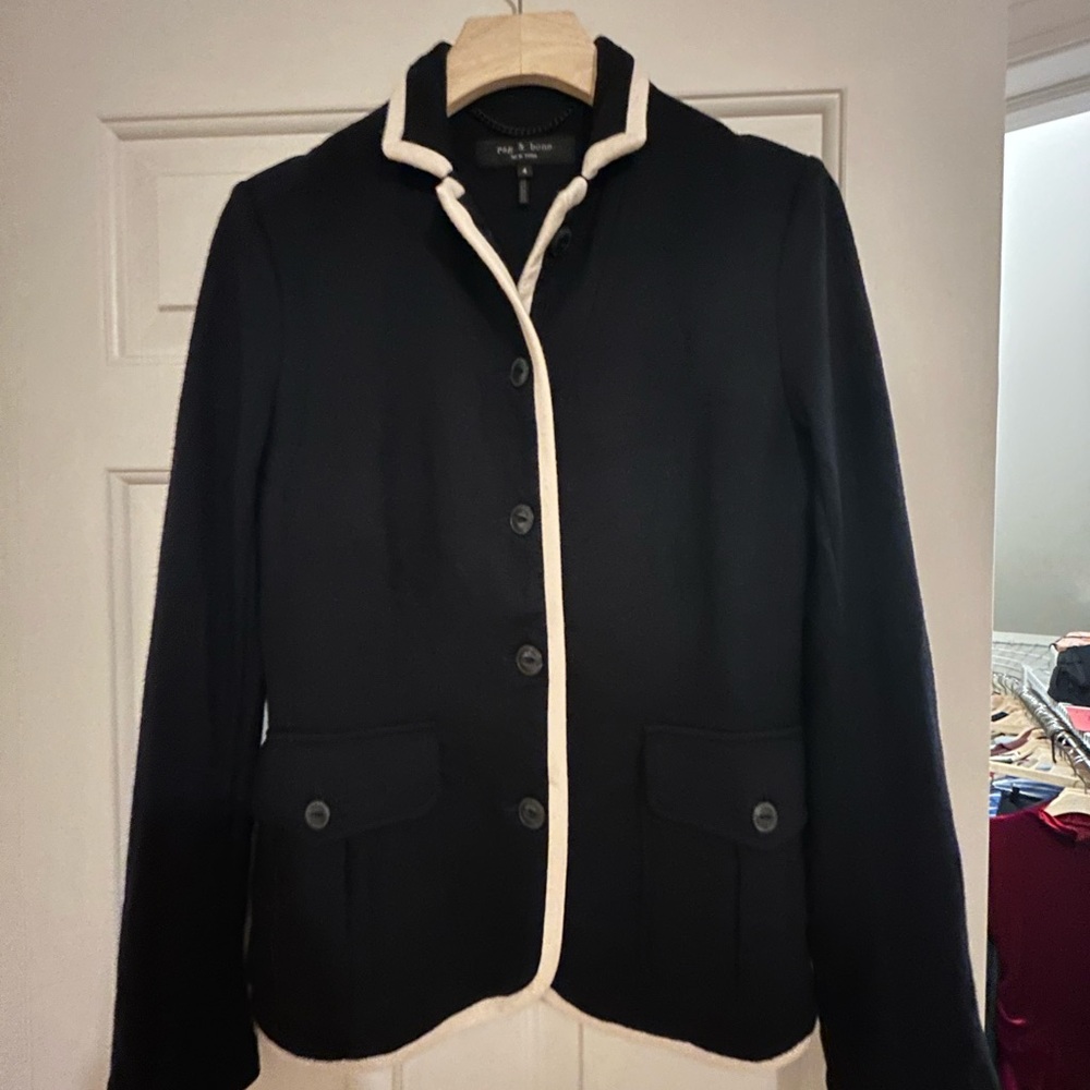 Rag & Bone Women's Black Jacket with Cream Trim